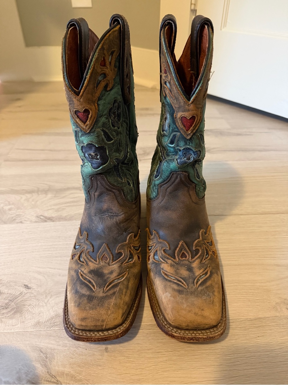Dan Post Vintage Bluebird Square Toe Cowgirl Boots Size 8.5